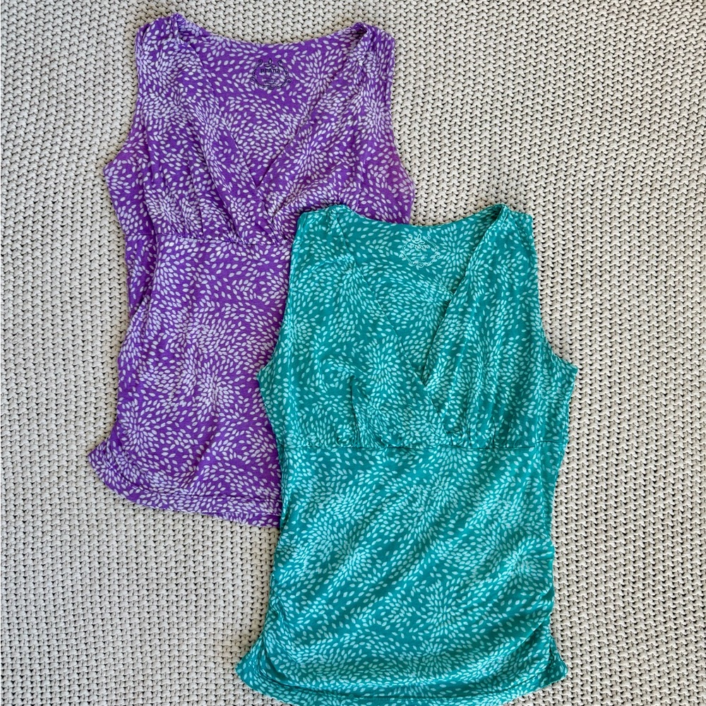 Prana Lightweight Yoga Tank Tops | Women’s Small | Purple and Turquoise V-Neck